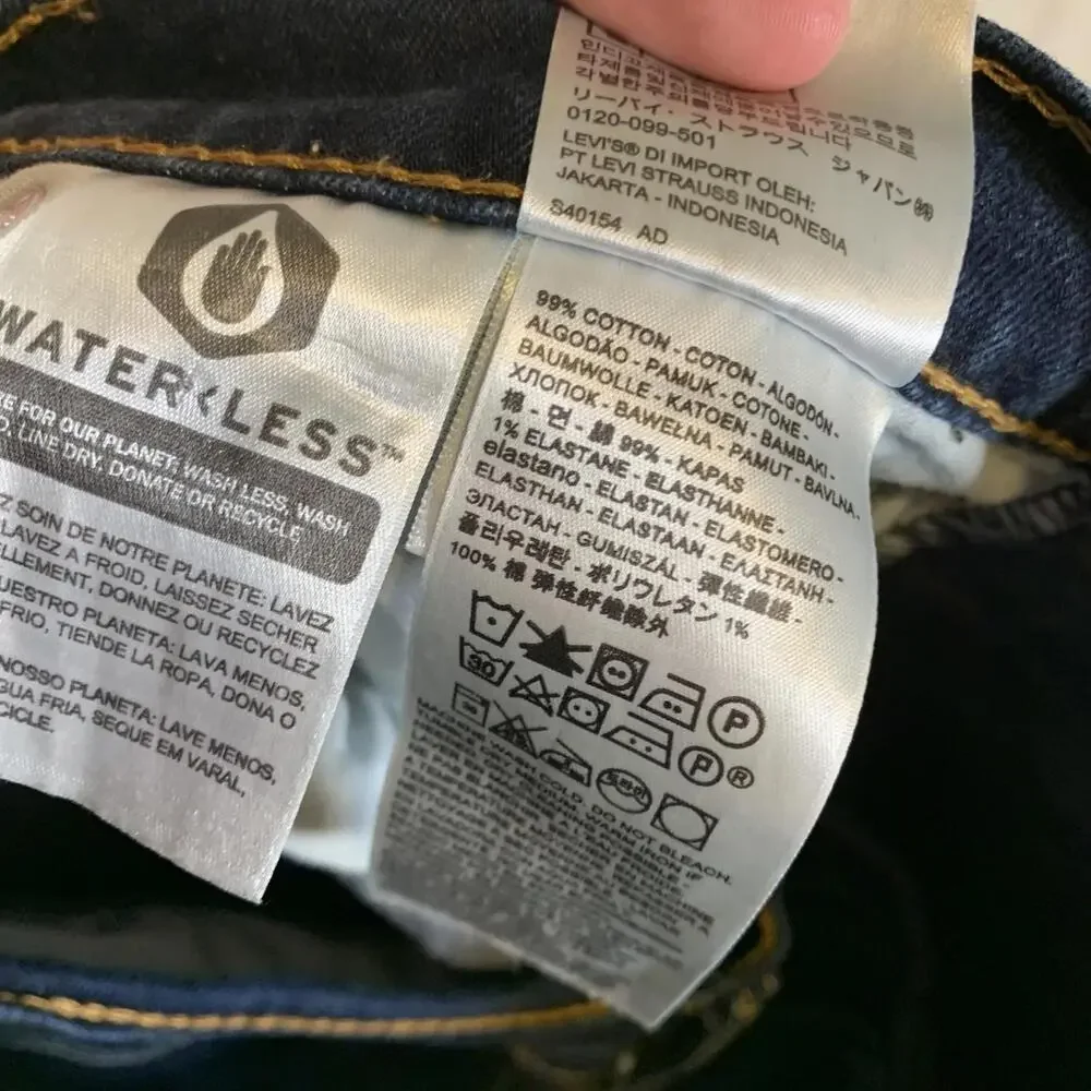 Levis 505 Jeans Mens 38x30 Blue Waterless Denim Straight Leg‎ Classic Fit Pants